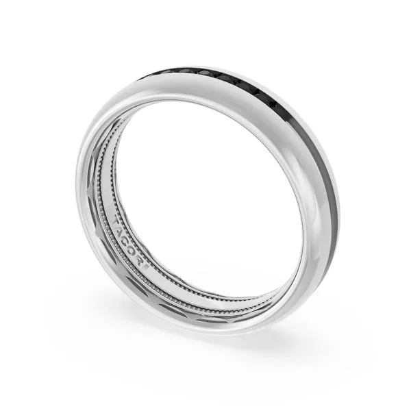 Rounded High Polish Finish Black Diamond Wedding Band in Platinum Aires Jewelers Morris Plains, NJ