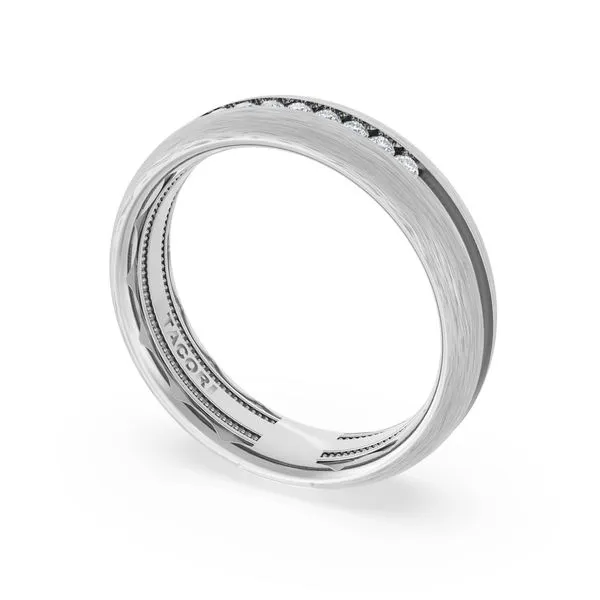 Rounded Brush Finish Diamond Wedding Band in Platinum Aires Jewelers Morris Plains, NJ