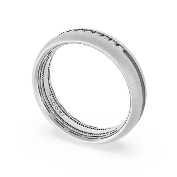 Rounded Satin Finish Black Diamond Wedding Band in 18kt White Gold Aires Jewelers Morris Plains, NJ