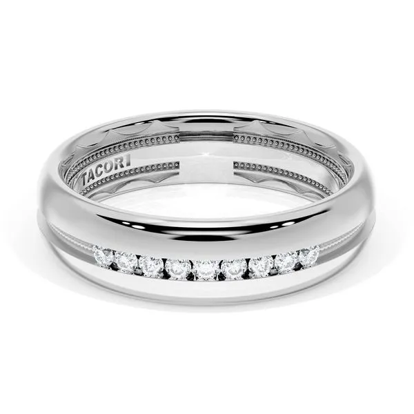 Rounded High Polish Finish Black Diamond Wedding Band in 18kt White Gold Aires Jewelers Morris Plains, NJ