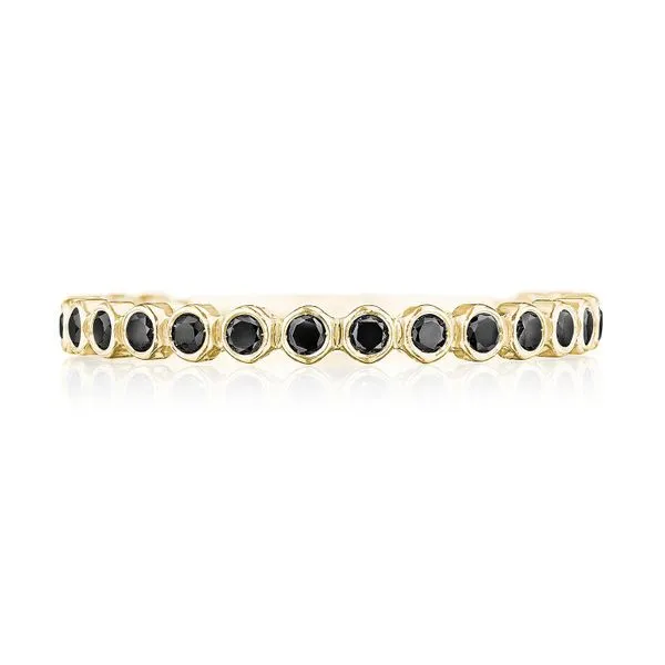 Round Bezel Droplet Wedding Band with Black Diamond Aires Jewelers Morris Plains, NJ