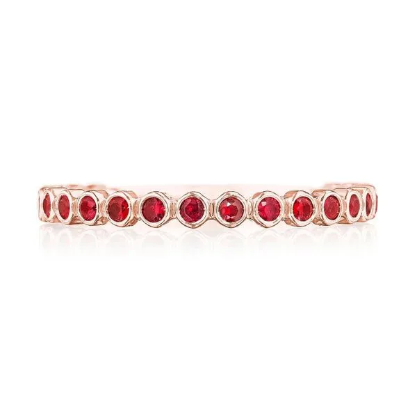 Round Bezel Droplet Wedding Band with Ruby Aires Jewelers Morris Plains, NJ