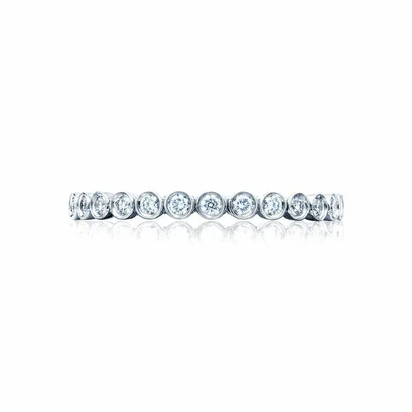 Round Bezel Droplet Wedding Band with Diamond Aires Jewelers Morris Plains, NJ