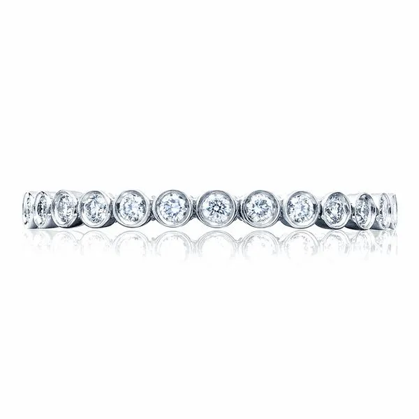 Round Bezel Droplet Wedding Band with Diamond Aires Jewelers Morris Plains, NJ