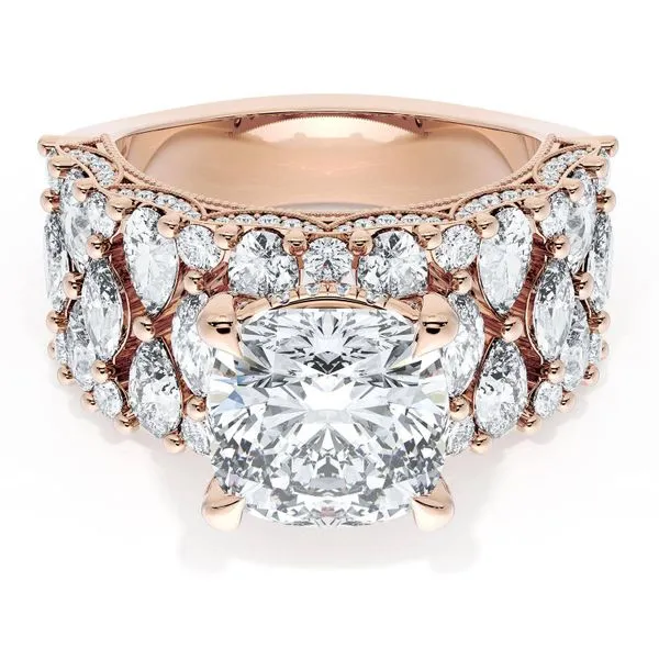 Cushion Solitaire Engagement Ring w/ North South Marquise & Pear Band Aires Jewelers Morris Plains, NJ