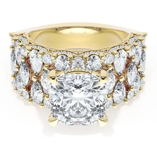 Cushion Solitaire Engagement Ring w/ North South Marquise & Pear Band Aires Jewelers Morris Plains, NJ