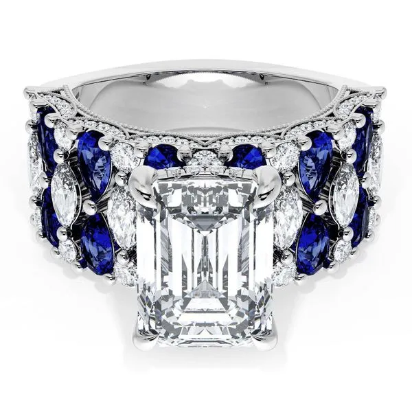 Emerald Solitaire Engagement Ring w/ North South Marquise & Pear Band Aires Jewelers Morris Plains, NJ