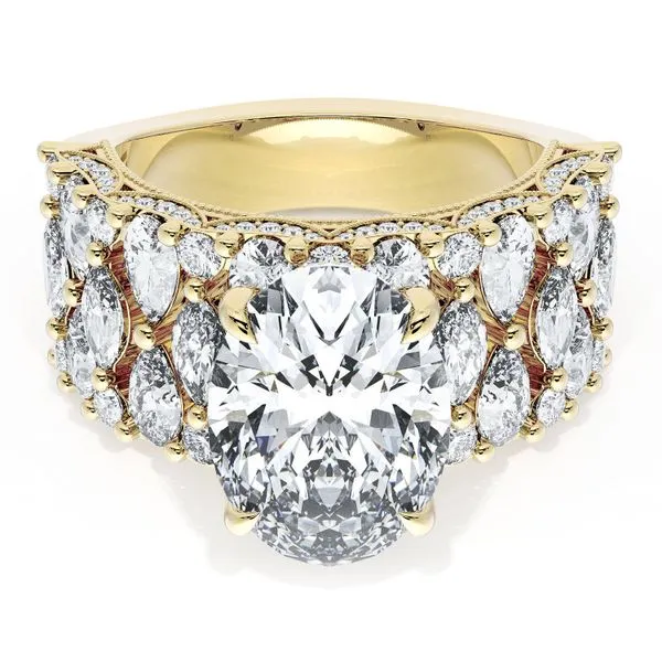 Oval Solitaire Engagement Ring w/ North South Marquise & Pear Band Aires Jewelers Morris Plains, NJ