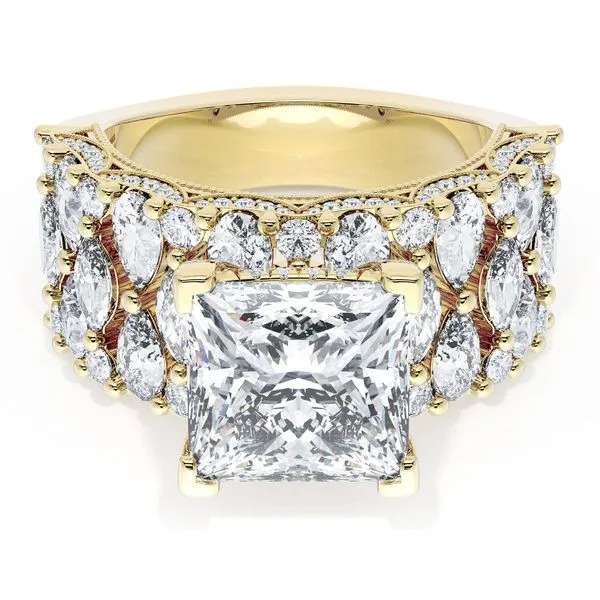 Princess Solitaire Engagement Ring w/ North South Marquise & Pear Band Aires Jewelers Morris Plains, NJ