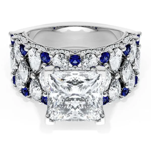 Princess Solitaire Engagement Ring w/ North South Marquise & Pear Band Aires Jewelers Morris Plains, NJ