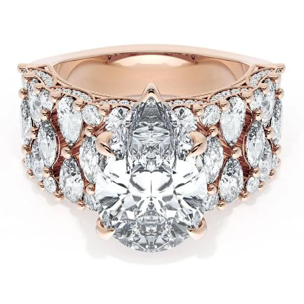 Pear Solitaire Engagement Ring w/ North South Marquise & Pear Band Aires Jewelers Morris Plains, NJ