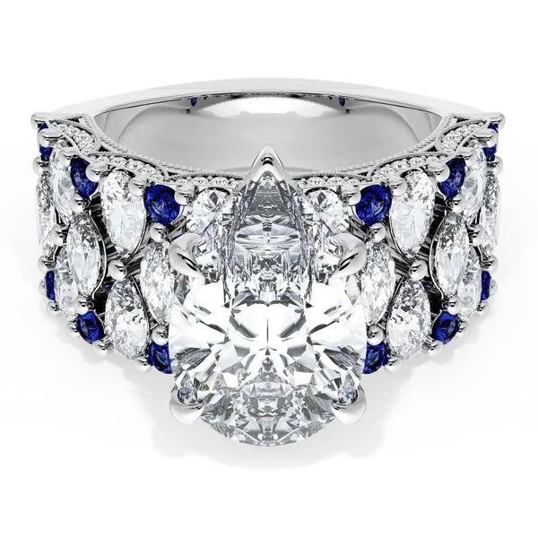 Pear Solitaire Engagement Ring w/ North South Marquise & Pear Band Aires Jewelers Morris Plains, NJ