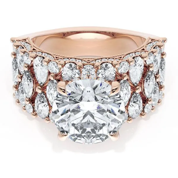 Round Solitaire Engagement Ring w/ North South Marquise & Pear Band Aires Jewelers Morris Plains, NJ