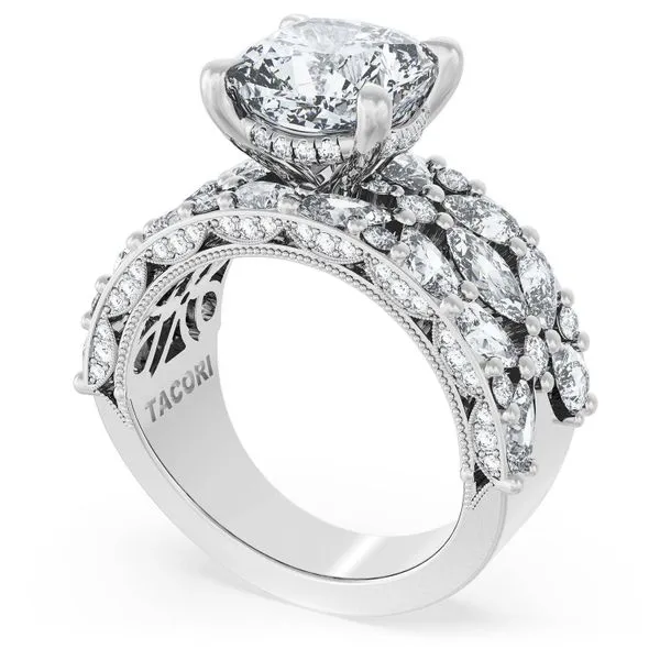Cushion Solitaire Engagement Ring w/ Marquise & Pear Band Aires Jewelers Morris Plains, NJ