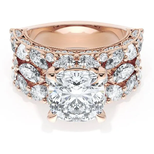 Cushion Solitaire Engagement Ring w/ Marquise & Pear Band Aires Jewelers Morris Plains, NJ