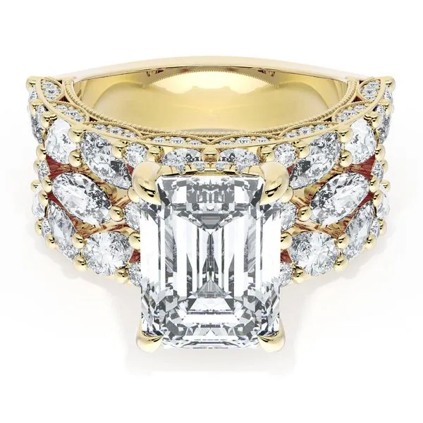 Emerald Solitaire Engagement Ring w/ Marquise & Pear Band Aires Jewelers Morris Plains, NJ