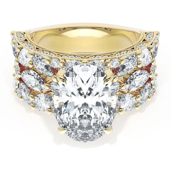 Oval Solitaire Engagement Ring w/ Marquise & Pear Band Aires Jewelers Morris Plains, NJ