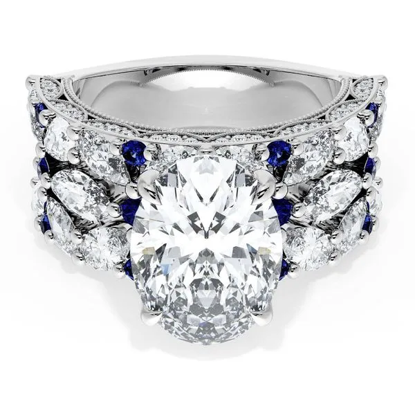 Oval Solitaire Engagement Ring w/ Marquise & Pear Band Aires Jewelers Morris Plains, NJ