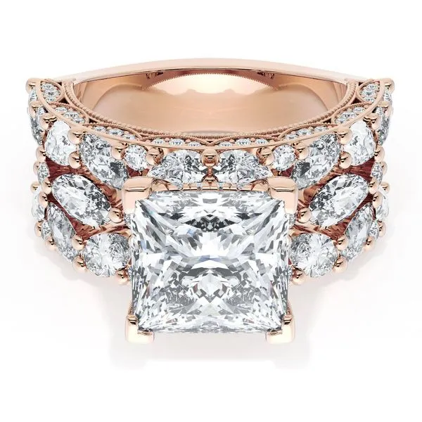 Princess Solitaire Engagement Ring w/ Marquise & Pear Band Aires Jewelers Morris Plains, NJ