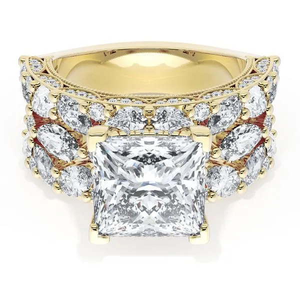 Princess Solitaire Engagement Ring w/ Marquise & Pear Band Aires Jewelers Morris Plains, NJ