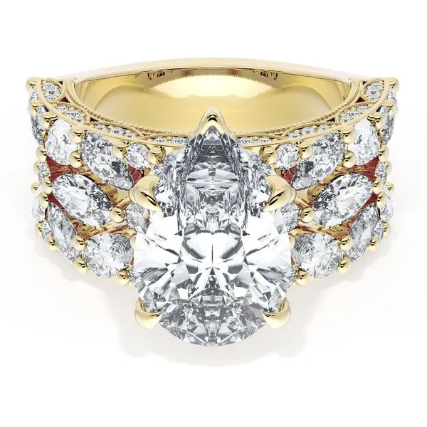Pear Solitaire Engagement Ring w/ Marquise & Pear Band Aires Jewelers Morris Plains, NJ