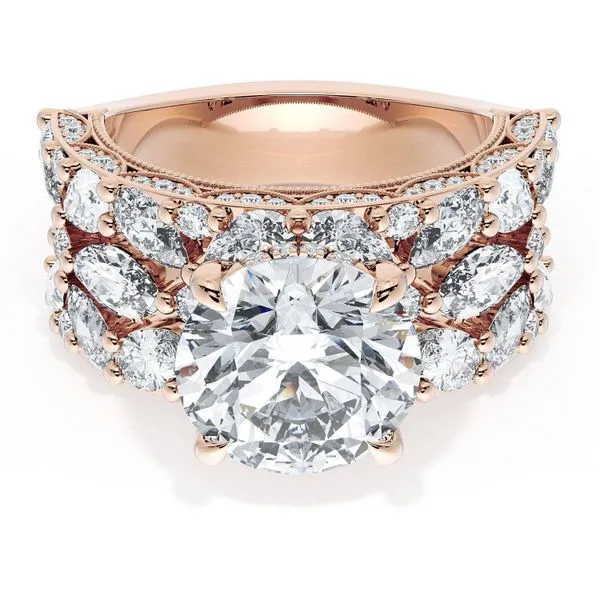 Round Solitaire Engagement Ring w/ Marquise & Pear Band Aires Jewelers Morris Plains, NJ