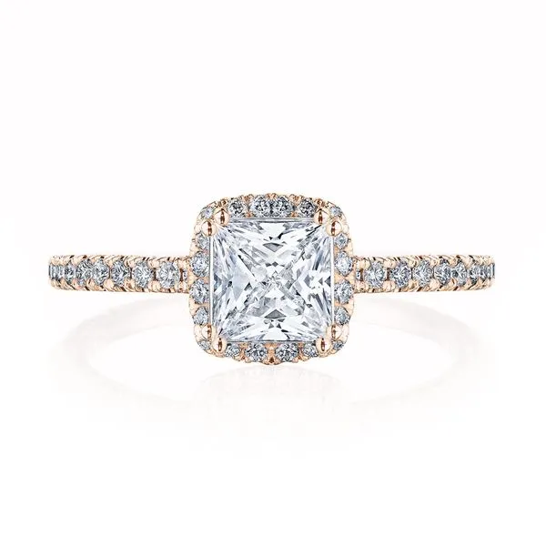 Princess with Cushion Bloom Engagement Ring Aires Jewelers Morris Plains, NJ