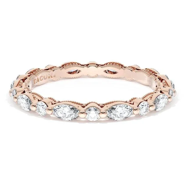 Marquise and Round Diamond Wedding Band, 2.20mm Aires Jewelers Morris Plains, NJ