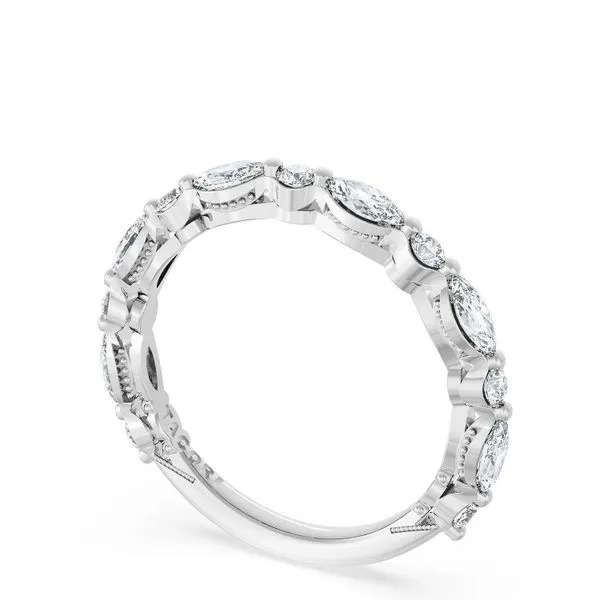 Marquise and Round Diamond Wedding Band, 2.80mm Aires Jewelers Morris Plains, NJ