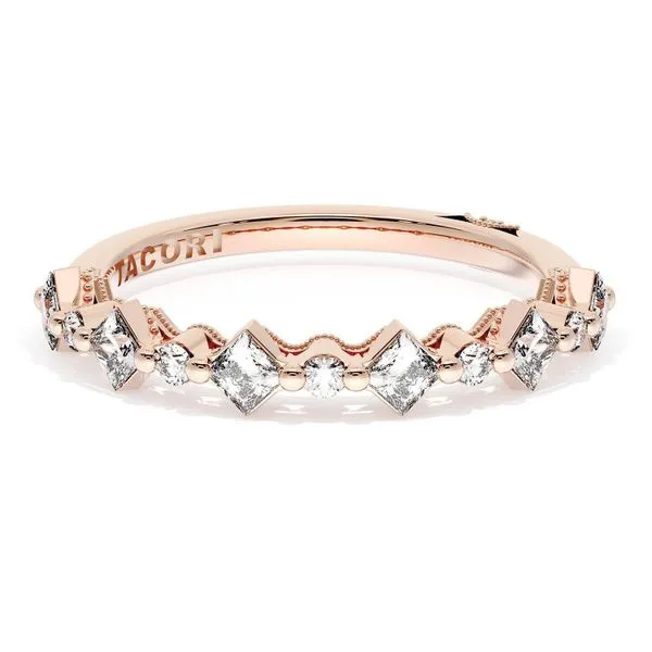 Carré and Round Diamond Wedding Band, 3.70mm Aires Jewelers Morris Plains, NJ