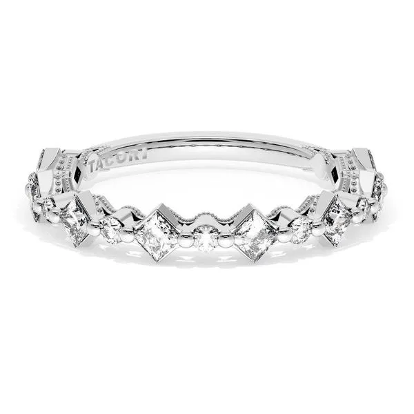 Carré and Round Diamond Wedding Band, 3.70mm Aires Jewelers Morris Plains, NJ