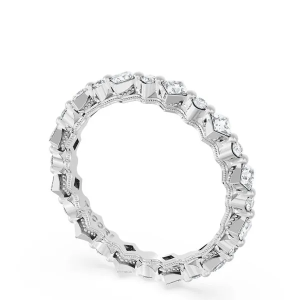 Carré and Round Diamond Wedding Band, 3.70mm Aires Jewelers Morris Plains, NJ