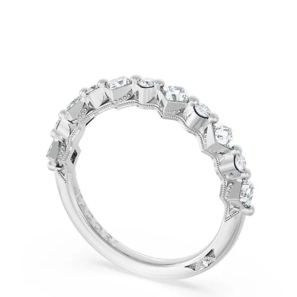 Carré and Round Diamond Wedding Band, 4.00mm Aires Jewelers Morris Plains, NJ