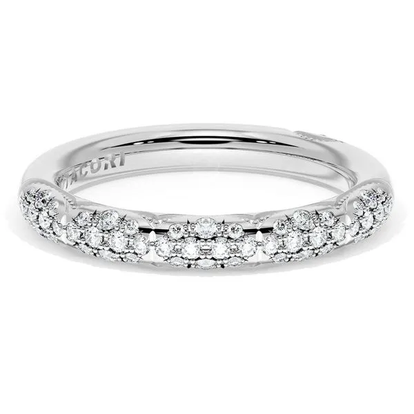French Pavé Diamond Wedding Band, 3mm Aires Jewelers Morris Plains, NJ