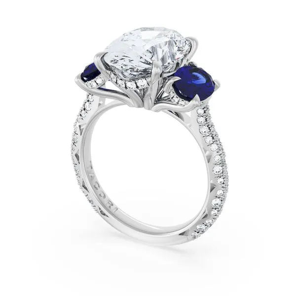 Oval 3-Stone Engagement Ring in Blue Sapphire Aires Jewelers Morris Plains, NJ