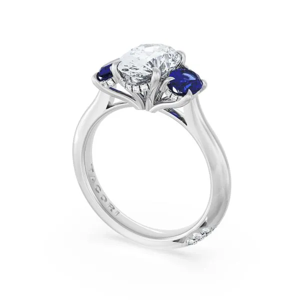 Oval 3-Stone Engagement Ring in Blue Sapphire Aires Jewelers Morris Plains, NJ