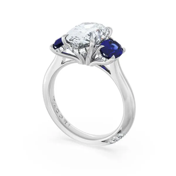 Oval 3-Stone Engagement Ring in Blue Sapphire Aires Jewelers Morris Plains, NJ