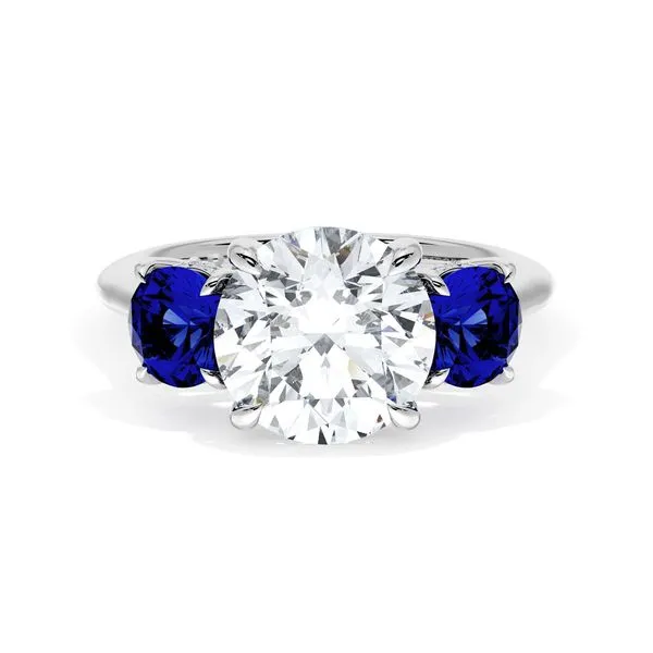 Round 3-Stone Engagement Ring in Blue Sapphire Aires Jewelers Morris Plains, NJ