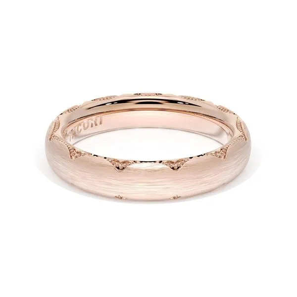 Brushed Finish Wedding Band in 18kt Rose Gold Aires Jewelers Morris Plains, NJ