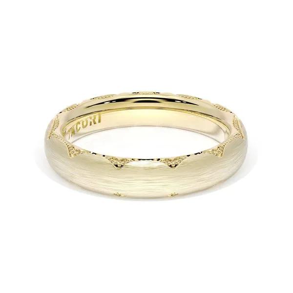 Brushed Finish Wedding Band in 18kt Yellow Gold Aires Jewelers Morris Plains, NJ