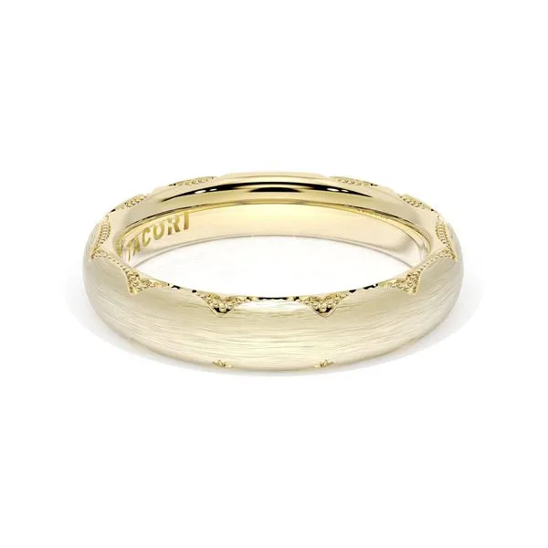 Brushed Finish Wedding Band in 18kt Yellow Gold Aires Jewelers Morris Plains, NJ