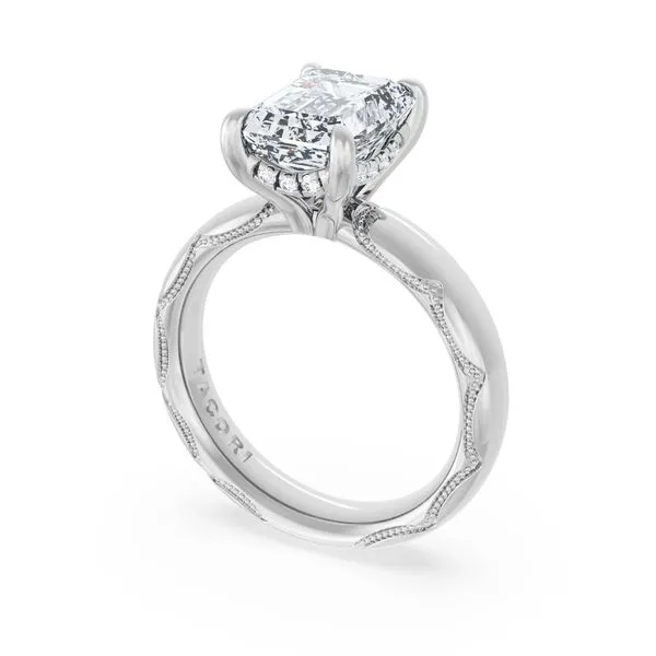 Emerald Solitaire Cigar Band Engagement Ring Aires Jewelers Morris Plains, NJ