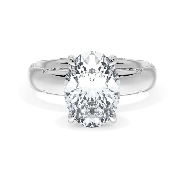 Oval Solitaire Cigar Band Engagement Ring Aires Jewelers Morris Plains, NJ