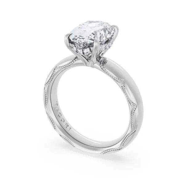 Oval Solitaire Cigar Band Engagement Ring Aires Jewelers Morris Plains, NJ