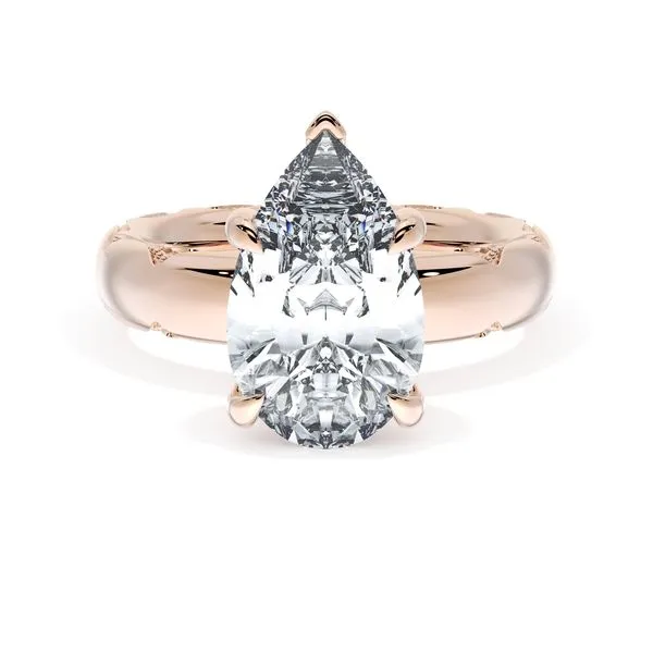 Pear Solitaire Cigar Band Engagement Ring Aires Jewelers Morris Plains, NJ