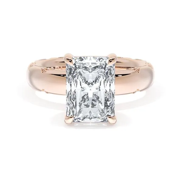 Radiant Solitaire Cigar Band Engagement Ring Aires Jewelers Morris Plains, NJ