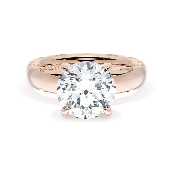 Round Solitaire Cigar Band Engagement Ring Aires Jewelers Morris Plains, NJ