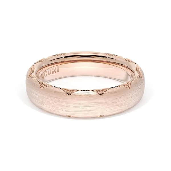 Brushed Finish Wedding Band in 18kt Rose Gold Aires Jewelers Morris Plains, NJ