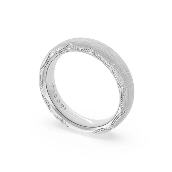 Brushed Finish Wedding Band in 18kt White Gold Aires Jewelers Morris Plains, NJ