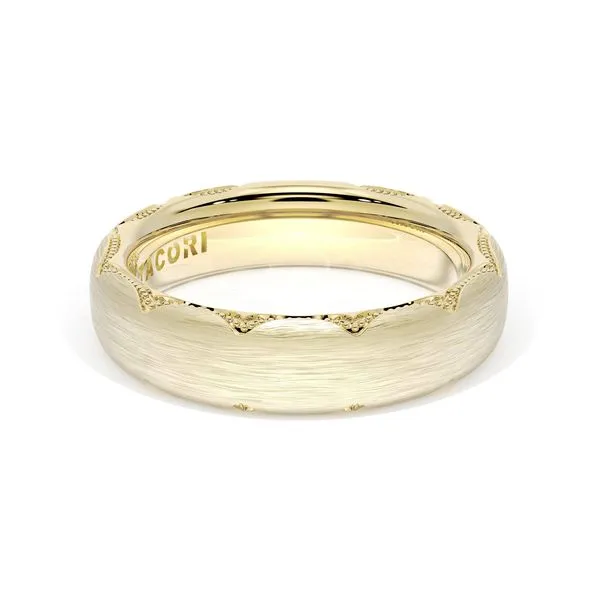Brushed Finish Wedding Band in 18kt Yellow Gold Aires Jewelers Morris Plains, NJ